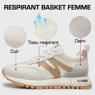 Жіночі кросівки Somiliss: зручні, легкі, дихаючі, з неслизькою підошвою, для спорту та бігу, бежевий, 40.5 EU