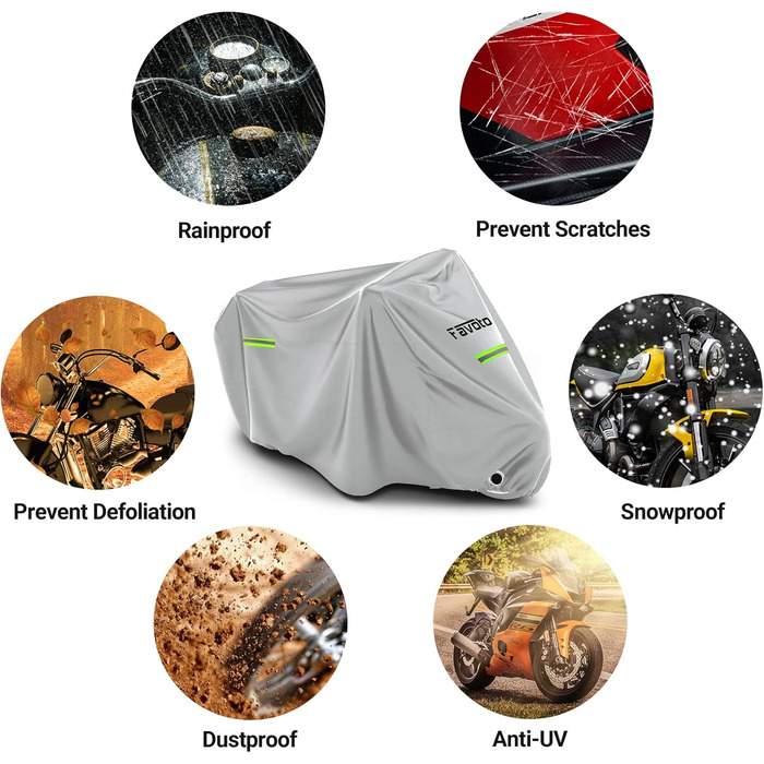 Мотоцикл чохол захисний Favoto XXXL 265x105x125 см - сріблястий, захист від сонця, дощу, снігу та пилу