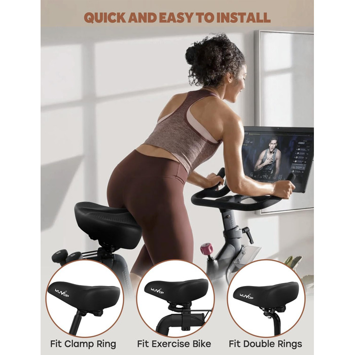 Надвелике велосипедне сидіння для Peloton Bike & Bike+ – комфортне замінне сидіння для чоловіків та жінок, широке велосипедне сідло, сумісне з аксесуарами Peloton, для тренувальних, електро- та круїзерних велосипедів (Чорний)