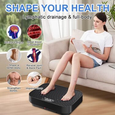 Вібраційна платформа для фітнесу Aolawco з тренувальними гумками, 99 рівнів інтенсивності, для дому, для м'язового розвитку та зняття стресу