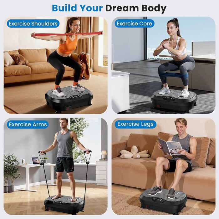 Віброплатформа для лімфодренажу та схуднення з 200 рівнями, фітнес-обладнання для всього тіла, стійка, шейк-борд, спортивний фітнес-зал