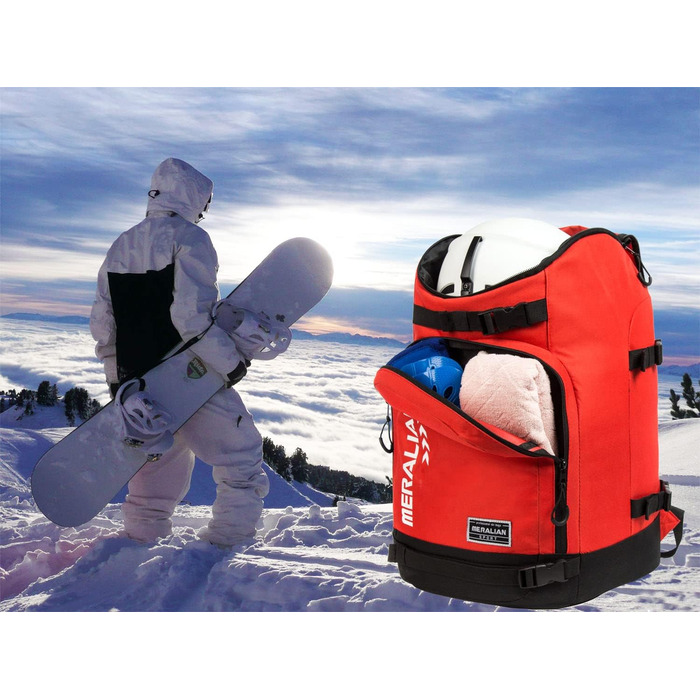 Чохол для гірськолижних черевиків 50L, водонепроникний рюкзак для подорожей, вміщує шолом, маску та одяг (Червоний-03)