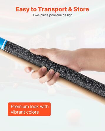 Кю (біліардна палиця) VEVOR, 147.3 см, з багатошаровим наконечником, ABS-з'єднувальний кільце, для професійного більярду, бару, дому, офісу (канадський клен, 4-секційна)