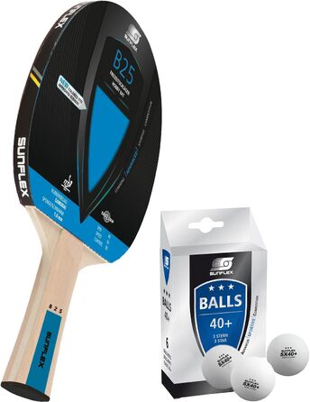 Sunflex Color COMP B25 ракетка для настільного тенісу, ITTF сертифікат, синя накладка, для початківців, легка, з увігнутою ручкою