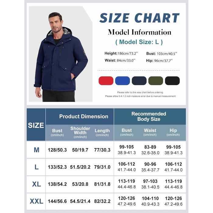 Зимова куртка для чоловіків, водонепроникна, тепла, з капюшоном та компасом. Підходить для катання на лижах та сноуборді. Розмір XL, колір морської хвилі.