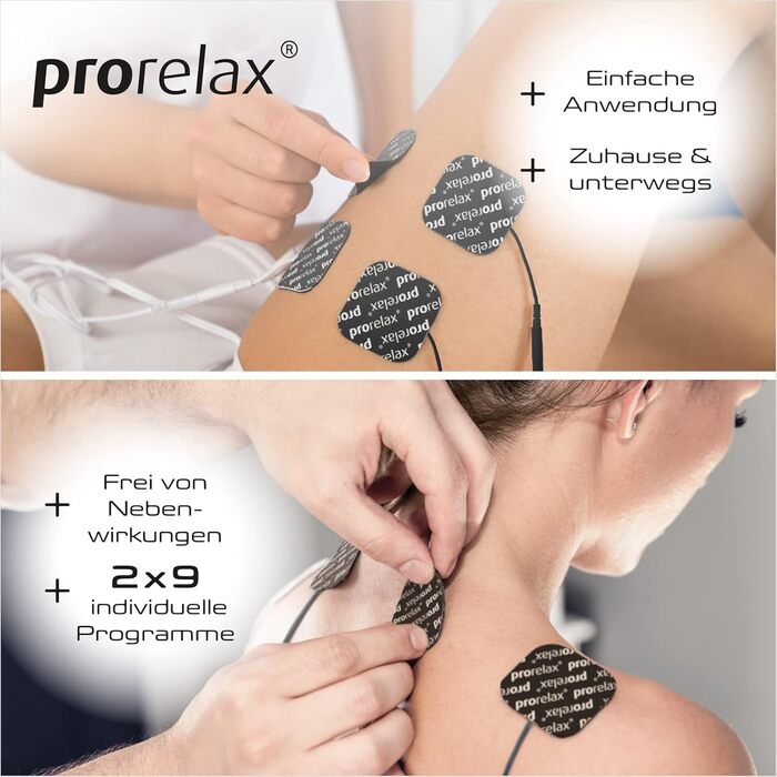 Prorelax TENS/EMS Duo Comfort Blackline: електростимулятор для м'язів та зняття болю | 2 терапії в одному приладі | З підсвічуваним дисплеєм