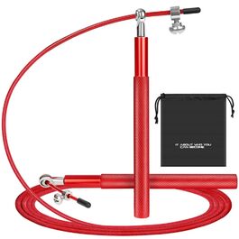 Скакалка Flintronic Speed Springseil: Регульована 300см з подвійним підшипником & алюмінієвою ручкою, для фітнесу, кросфіту, боксу та кардіо (#5 Червоний)