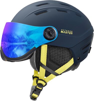 Шолом Outdooraster для сноуборду та лиж, маска 2-в-1, знімна, захисний EPS, 14 вентиляційних отворів, для чоловіків, жінок та підлітків (блакитний, розмір M)