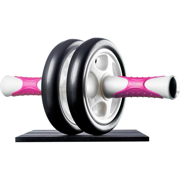 Ролер для пресу Ultrasport AB Roller з килимком для колін, тренування пресу для чоловіків та жінок, компактний складний ролер для м'язів, білий/рожевий