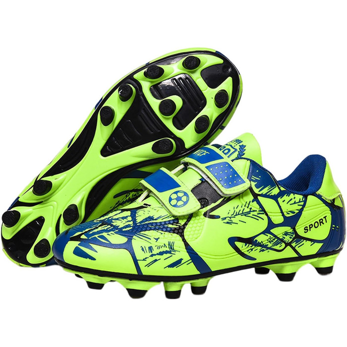 Дитячі футбольні бутси Kinder - унісекс, зелені, розмір 37 EU, з кріпленням на липучку для тренувань та гри на вулиці