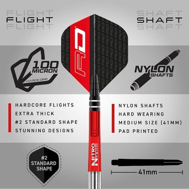 Професійні дротики для дартсу RED DRAGON Javelin Black Series зі сталевими наконечниками, набір із оперенням та шaфтами
