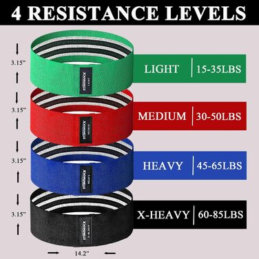 Набір еластичних стрічок для фітнесу, 6 шт. (3 короткі, 3 довгі) - для тренувань всього тіла, фітнес-стрічки Pink/Violett/Green (Green, Red, Blue, Black)