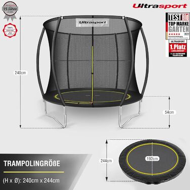 Спортивне полотно Ultrasport для фітнесу та йоги, 244 см, чорне (унісекс, дорослі)