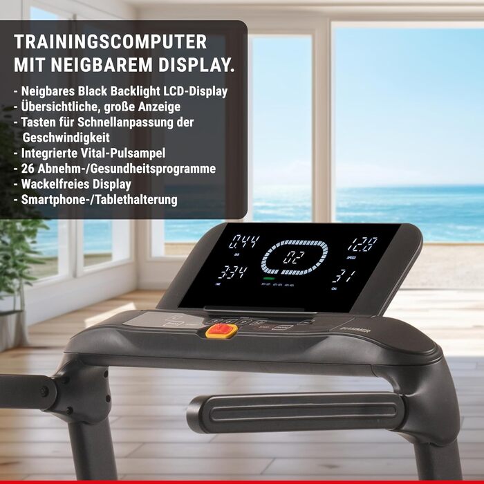 Бігова доріжка HAMMER FlyRun 2.0 з LCD-дисплеєм, складана, 26 програм, 4,5 к.с., 20 км/год