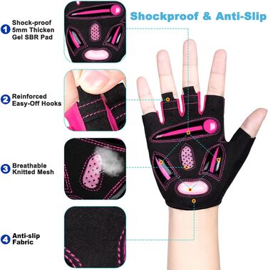 Велосипедні рукавички з відкритими пальцями, дихаючі, антиковзні, амортизуючі, короткі, літні, MTB, для чоловіків та жінок, S, рожеві