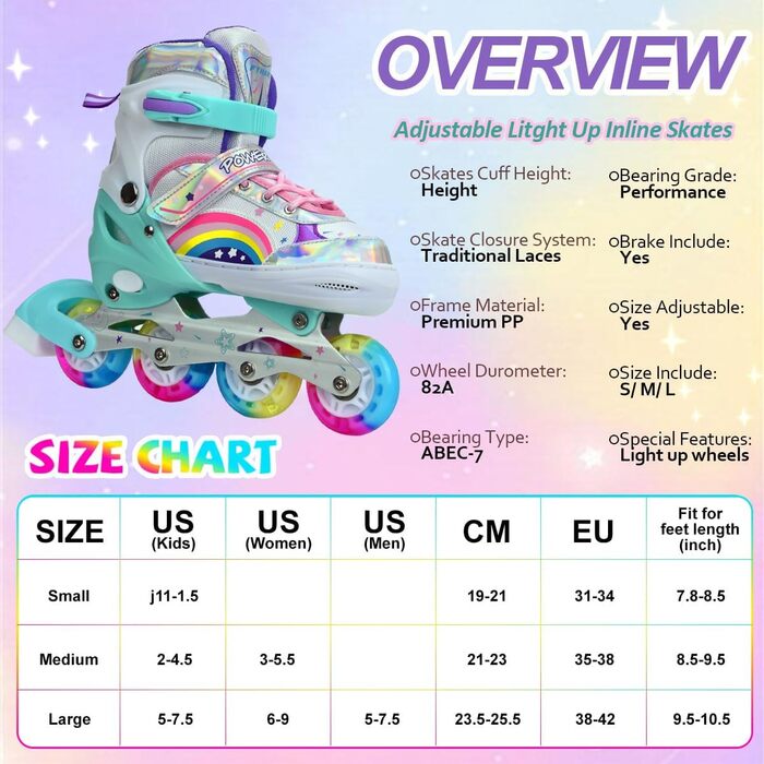 Дитячі ролики Kinder для дівчаток, регульовані, 4 розміри, для використання в приміщенні та на вулиці