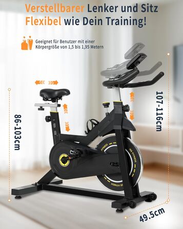 Велотренажер ISE з LCD-дисплеєм та монітором серцевого ритму для дому. Ергометр, фітнес-велосипед, велотренажер з підставкою та регульованим опором