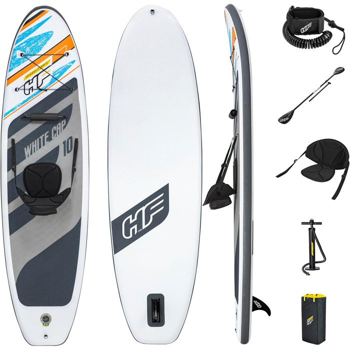 Надувна SUP-дошка Bestway Hydro-Force White Cap з сидінням, 305x84x12 см, комплект для веслування