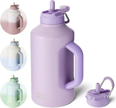 Термос пляшка BOTTLE BOTTLE ізольована з трубочкою і подвійною кришкою, спортивна нержавіюча пляшка для води з ручкою, вакуумна, для тренувань, фітнесу, футболу та спорту