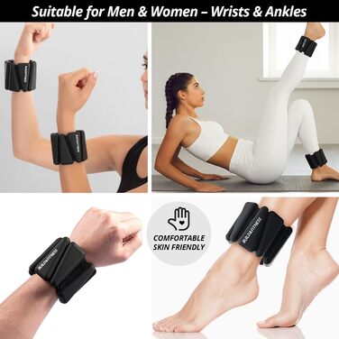Набір вантажів на зап'ястя та кісточки (2 шт x 0,5 кг) з регульованими ремінцями для фітнесу, йоги, аеробіки