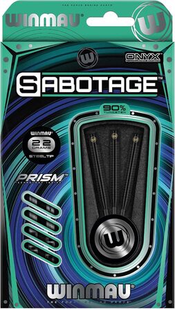 Дротики WINMAU Sabotage Onyx 22-26г, професійні, вольфрамові, з сталевим наконечником, комплект з оперенням та стрижнями
