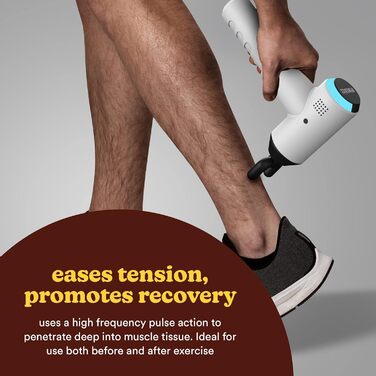 HoMedics Міні масажний пістолет для тіла, бездротовий, 5 насадок, білий — професійний портативний масажер для м'язів, фізіотерапія, акумуляторний