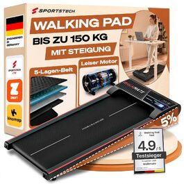 Бігова доріжка Sportstech WalkMate для дому та офісу з нахилом до 5%, швидкість 1-6 км/год, компактна, до 120 кг