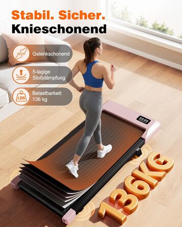 Бігова доріжка Superun Walking Pad для дому та офісу, максимальна вага 159 кг, з режимом тренувань, мобільним додатком та віртуальними трасами, безшумна
