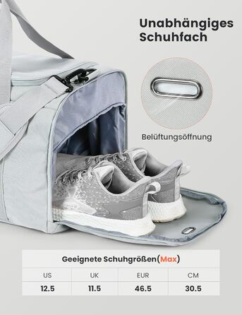 Спортивна сумка SKYSPER 40л з рюкзак-функцією, для спортзалу, подорожей, басейну, сіра