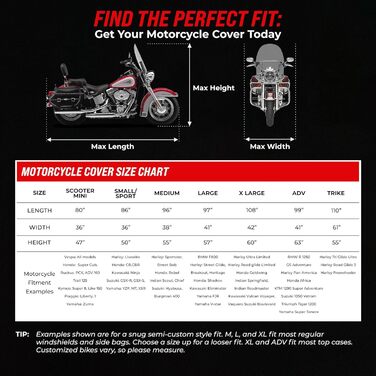 Водонепроникний чохол для мотоцикла Badass Moto Ultimate Heavy Duty — захисний зовнішній чохол від сонця та дощу для Harley Davidson, розмір Medium