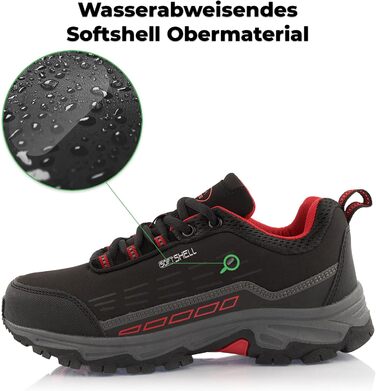 Черевики для хайкінгу/трекінгу для жінок та чоловіків, водонепроникні, чорно-зелені/чорно-червоні (36 EU)