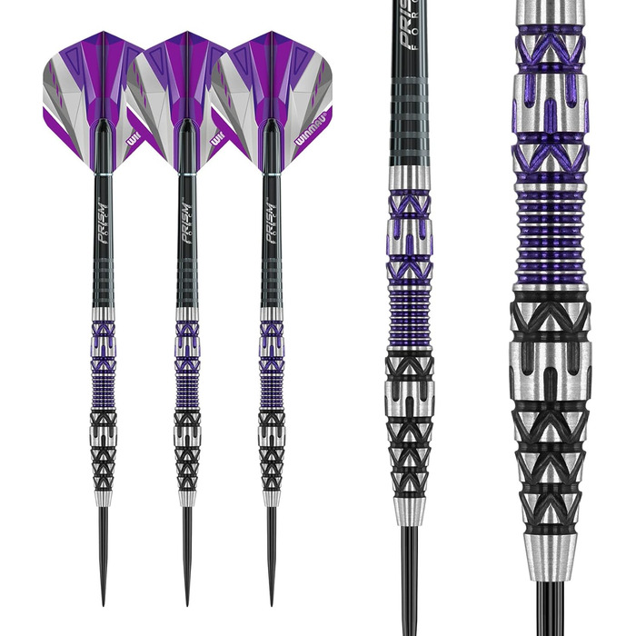 Дротики WINMAU Simon Whitlock 24г, професійні, вольфрамові, сталевий наконечник, комплект з оперенням і шафтами