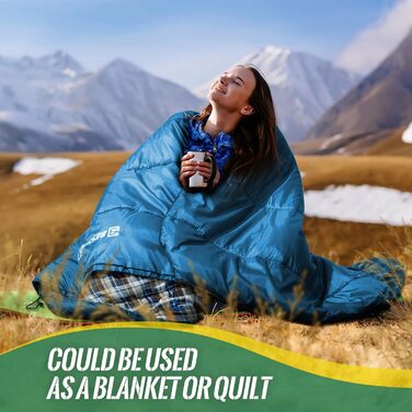 Спальний мішок Bessport зимовий для дорослих, 3-4 сезони, легкий, ультралегкий, компактний, водонепроникний, для кемпінгу, трекінгу та подорожей, блакитний