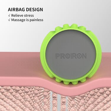Масажний ролик PROIRON 42x13,5 см, з повітряними подушками та рельєфними виступами, зелений, для глибокого розслаблення та зняття болю, міцний, проти деформації
