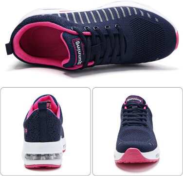Жіночі кросівки для бігу з підтримкою склепіння стопи, повітряна подушка, комфортні снікерси чорно-білі (38.5 EU, Navy)