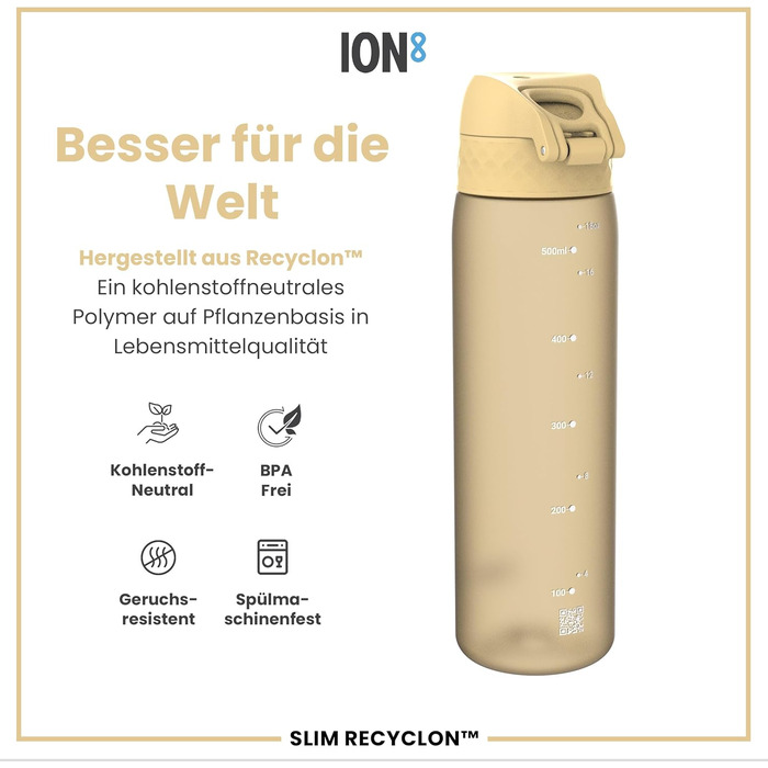 Фляга для води Ion8 Trinkflasche, Zartrosa (Evo, Wüste): витримує протікання, з зручним клапаном, BPA-free, для спорту та подорожей