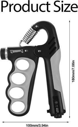 Регульований ручний тренажер для зміцнення рук та пальців, 5-100 кг, сірий, для тренувань