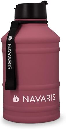 Navaris Фітнес-пляшка 2,2 л з нержавіючої сталі, спортивна пляшка XXL для води, BPA Free, бордова