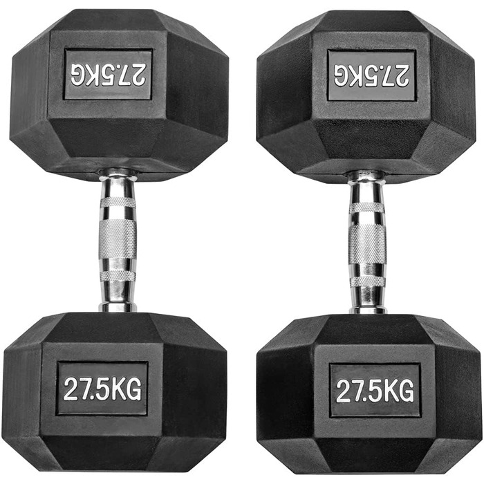 Гантелі Hexagon Studio 55 кг (2x27,5 кг), гумові, чорні