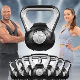 Гиря Miweba Sports KB200 4-12 кг для фітнесу та силових тренувань, безпечна для підлоги, для занять у приміщенні та на вулиці