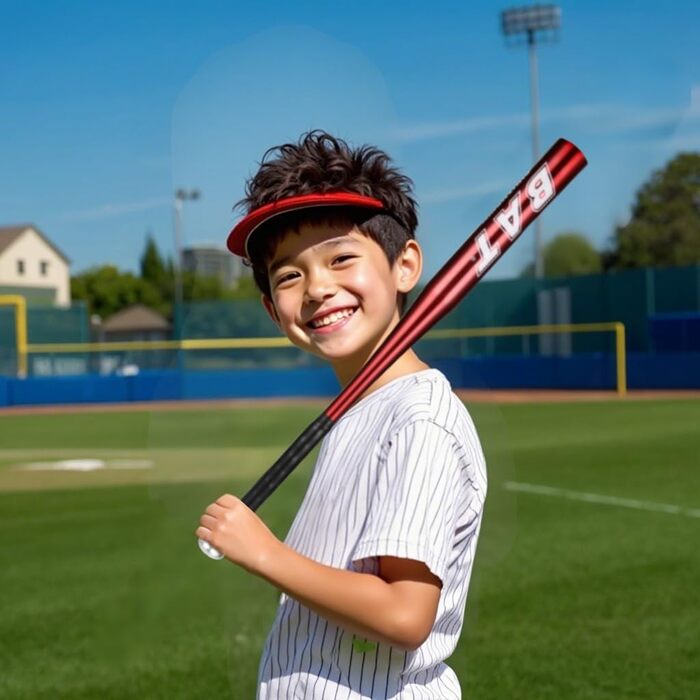 Бейсбольна бита 82 см (32 дюйми), алюмінієва з неслизькою ручкою, для самозахисту та бейсболу (червона)