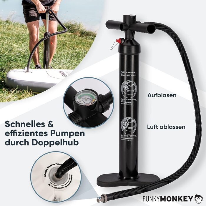 Надувний SUP Board Funky Monkey® | 335x84x15 см | Комплект з веслом, насосом та водонепроникним мішком | Для початківців та професіоналів
