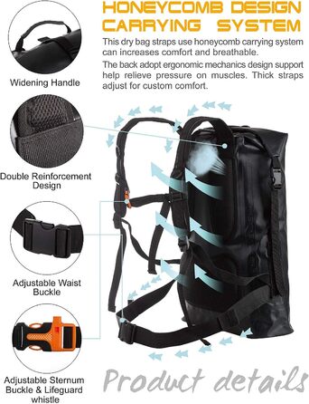 Водонепроникний рюкзак IDRYBAG Dry Bag 30L: сухий, плаваючий, для подорожей, каякінгу, чорний