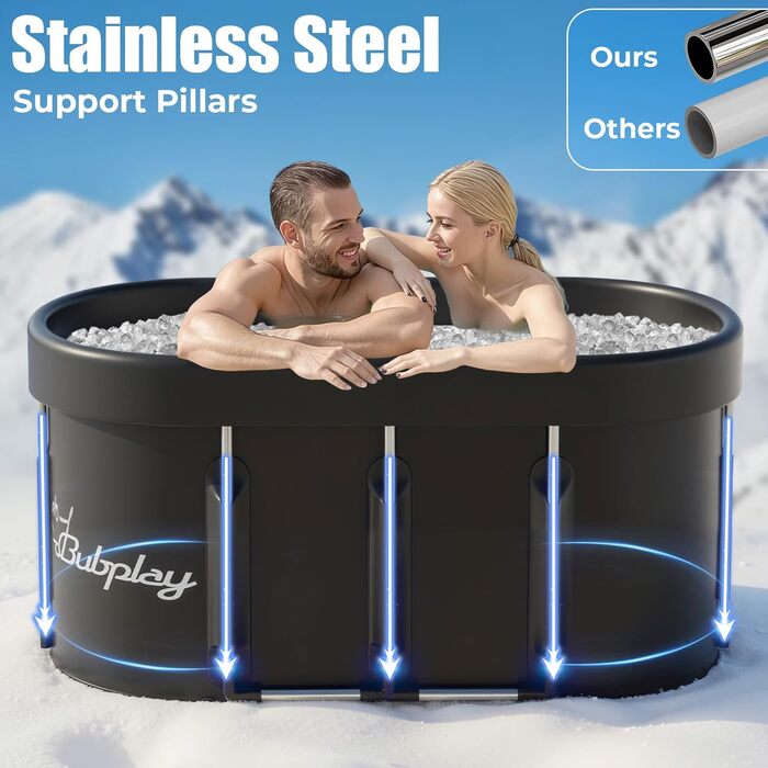 Електричне крижане ведро для занурення XL - 105 галонів (130 галонів) з кришкою для спортсменів та дорослих, чорне