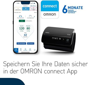 OMRON EVOLV автоматичний тонометр на плече бездротовий, клінічно перевірений, підходить для вагітних, з безкоштовним додатком для здоров'я, акційний комплект – 6 місяців OMRON connect Premium безкоштовно
