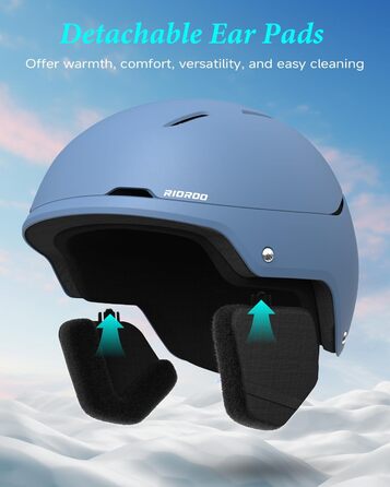 Шолом для сноуборду та лиж чоловічий/підлітковий, регульований розмір, флусові навушники, вентиляційна система, сумісний з маскою (Sky Blue, M)