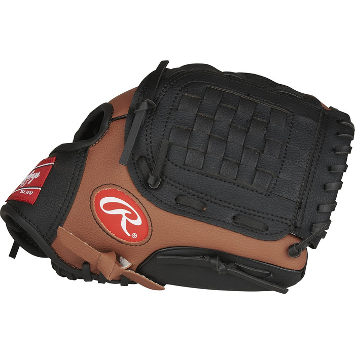 Дитяча бейсбольна рукавичка Rawlings Players Series для т-болу, права рука, розмір 9-11,5'' (26,7 см), для дітей 6-8 років, темно-коричнева/чорна