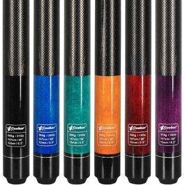 Набір київ для більярду CUEBAR 6 шт., кийки для більярду 45,7 см, 50,8 см, 595.3 г, кийки для більярду для дому з 3D-рукояткою, 147,3 см, для чоловіків та жінок, кольори: фіолетовий, червоний, зелено-блакитний, синій, чорний