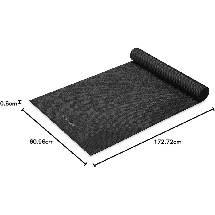 Килимок для йоги Gaiam Premium 6 мм з малюнком Midnight Mandala - антиковзаючий, для йоги, пілатесу та фітнесу