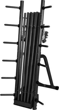 Стійка для гантелей GORILLA SPORTS, сталева, чорна, 70x80x170 см, до 300 кг — стійка для гантелей, дисків, штанги